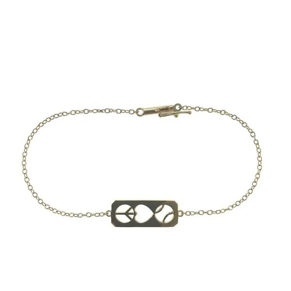 Gold Peace Love Tennis Bracelet