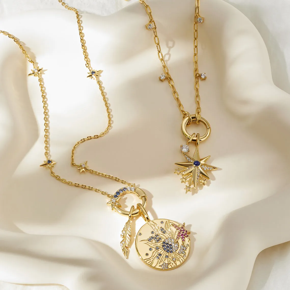 Gold Shimmer Chain Charm Connector Necklace