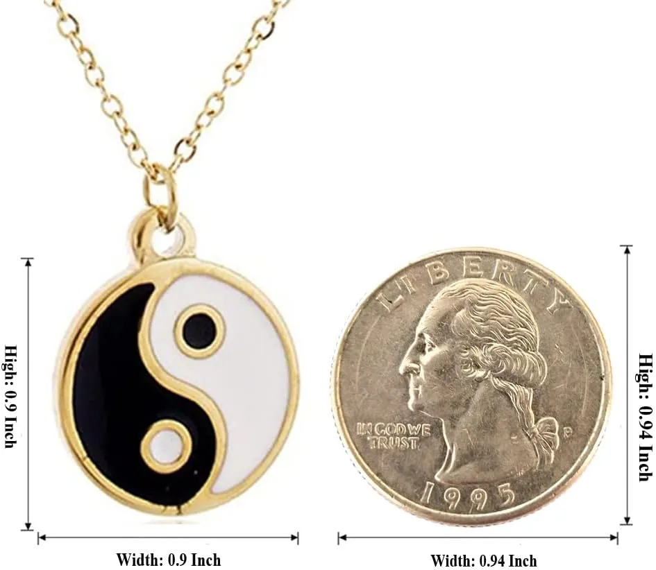Gold Silver Yin Yang Pendant Necklace for Couples