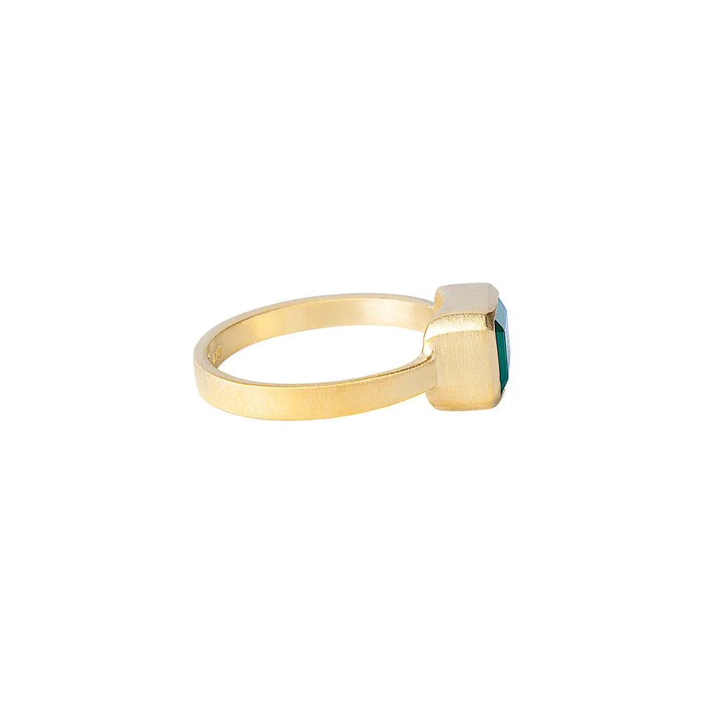 GREEN AGATE DECO RING