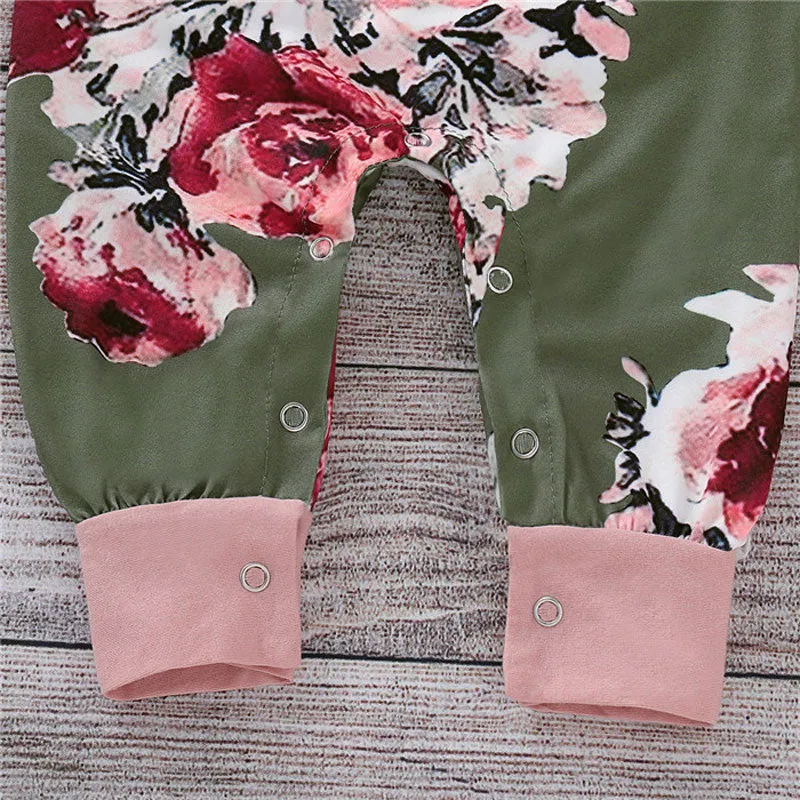 Green & Pink Floral Onesie
