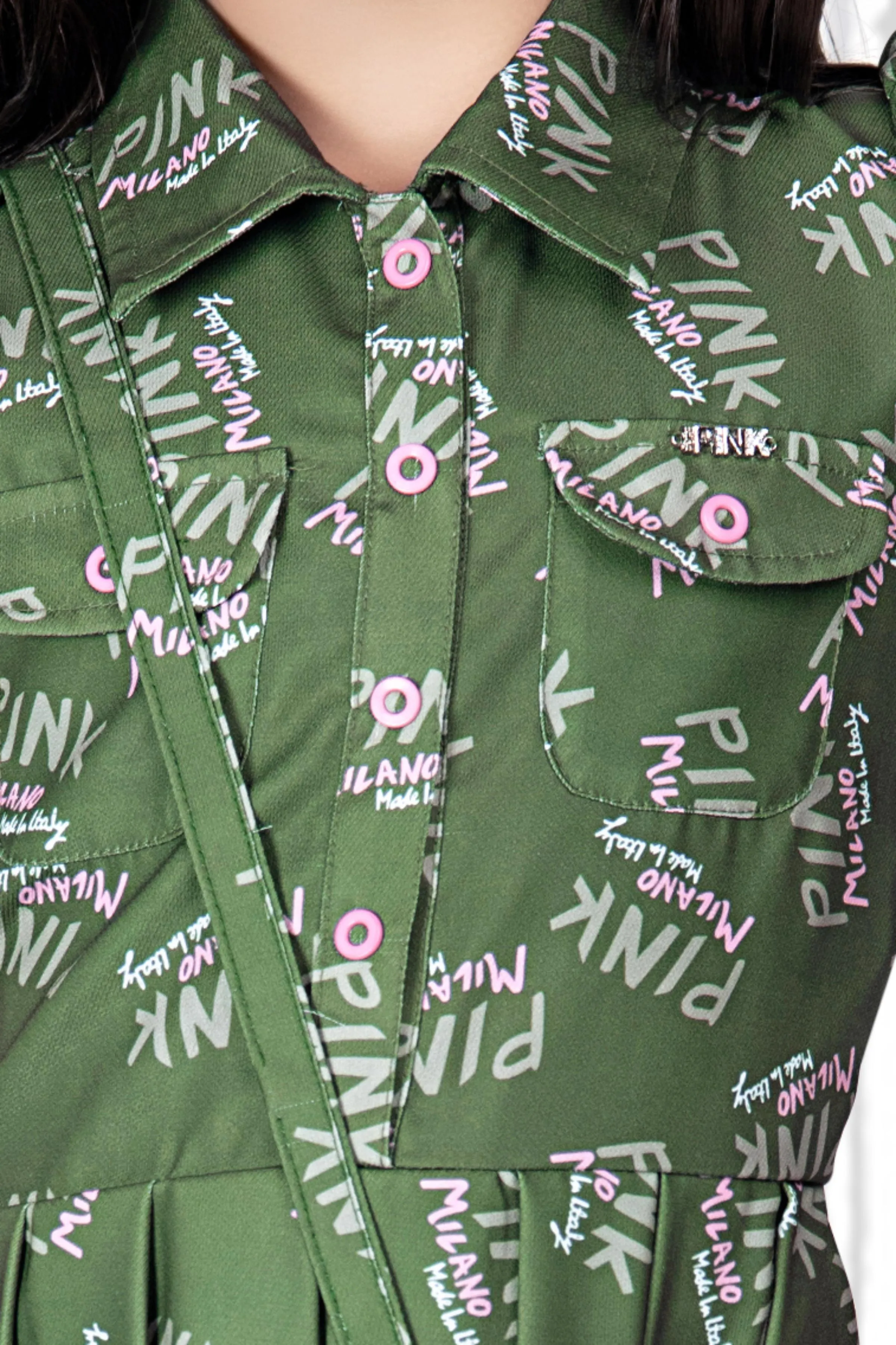 Green Printed Short Jumpsuit for Girls with Bag