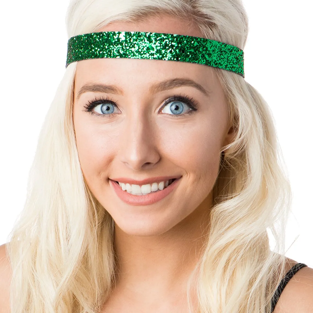 Hipsy Adjustable Non Slip Wide Bling Glitter Headband for Women Girls & Teens (Green)