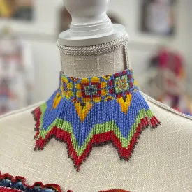 Huichol Native American Beaded Choker Necklace Set