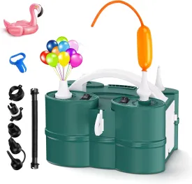 IDAODAN Electric Balloon Pump, Portable Electric Balloon Blower Machine Balloon Air Pump Dual Nozzle Rose Red 110V 600W Balloon Inflator for Party Decorations
