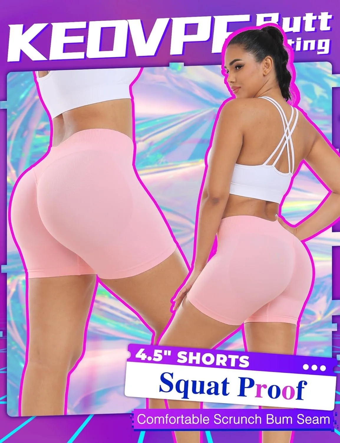 Impact Gym Shorts Women 4.5" Workout Shorts Scrunch Butt Lifting Seamless Booty Shorts Yoga Shorts Biker Shorts