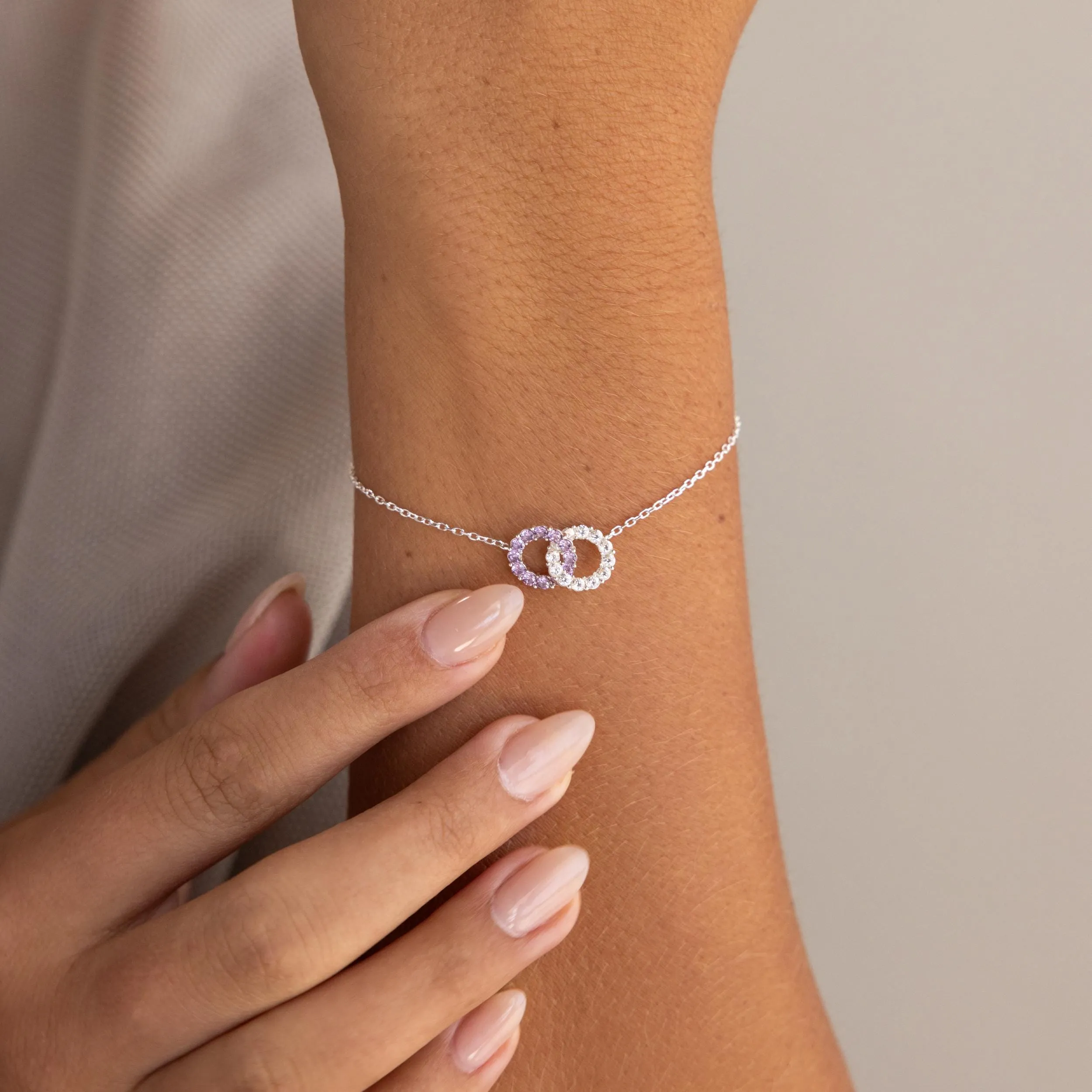 Interlocking Duo Birthstone Bracelet
