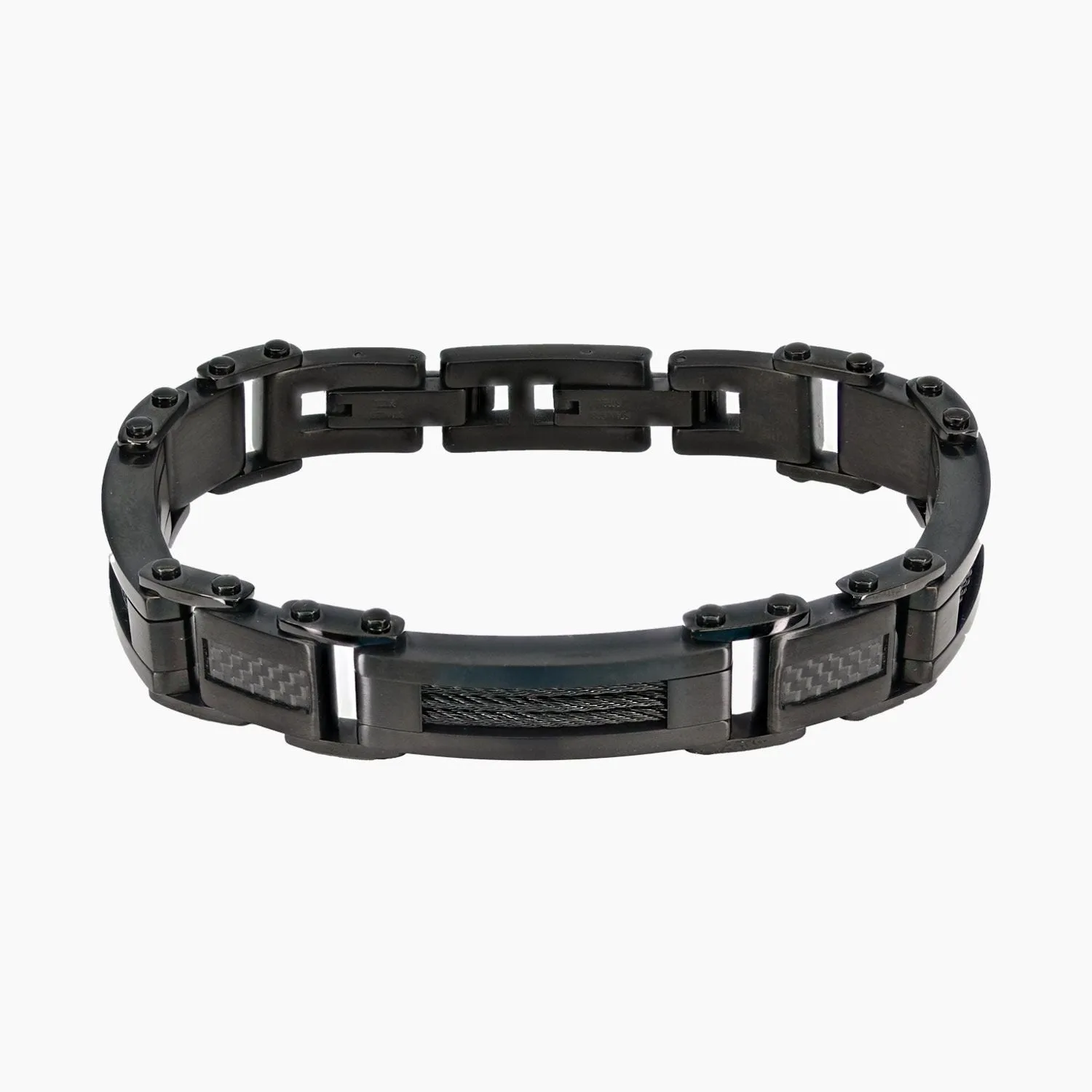 Italgem Black Stainless Steel Classico Cable Men's Bracelet