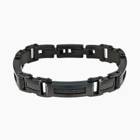 Italgem Black Stainless Steel Classico Cable Men's Bracelet