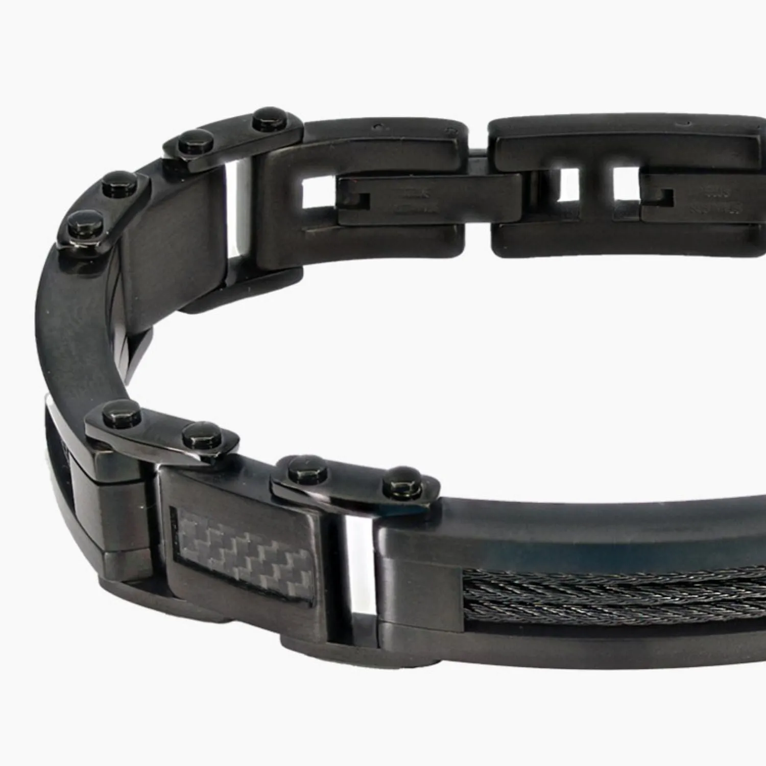 Italgem Black Stainless Steel Classico Cable Men's Bracelet