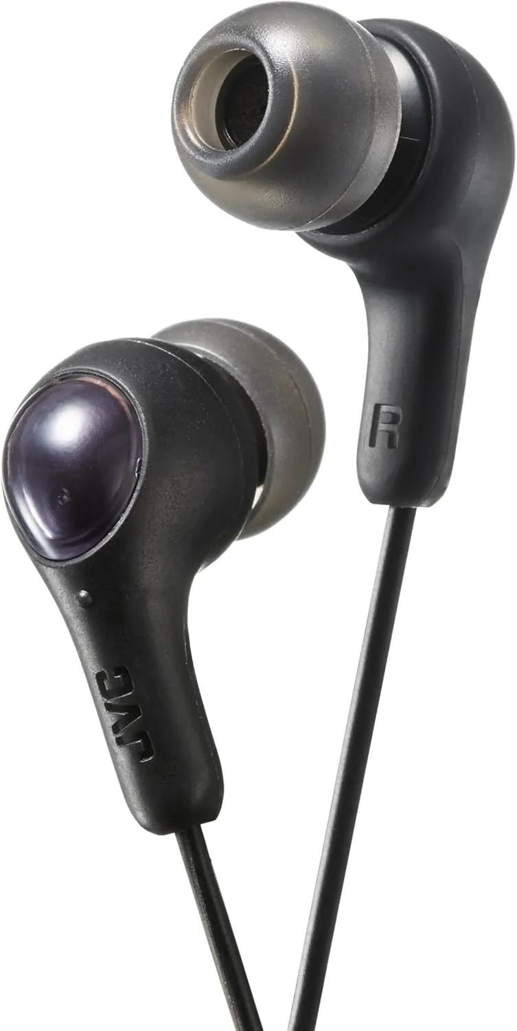 JVC Gumy in Ear Earbud Headphones, Powerful Sound, Comfortable and Secure Fit, Silicone Ear Pieces - HAFX7B Black, Small