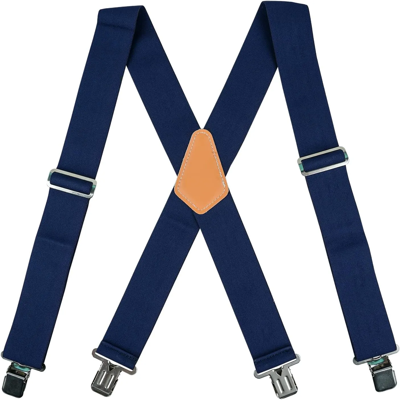 KUNN Mens Suspenders X-Back 2 Inch Wide Elastic Suspender Heavy Duty Clips Work Suspenders