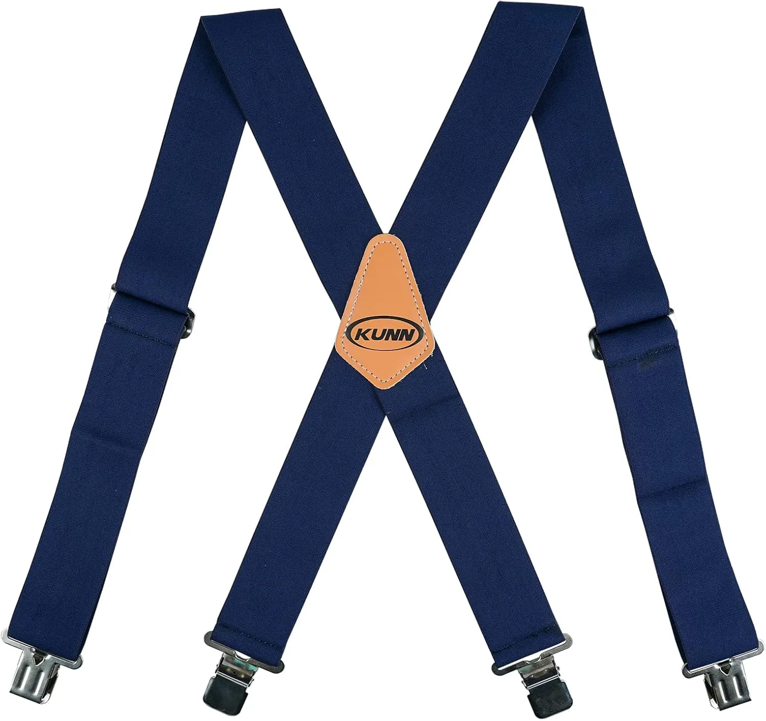KUNN Mens Suspenders X-Back 2 Inch Wide Elastic Suspender Heavy Duty Clips Work Suspenders