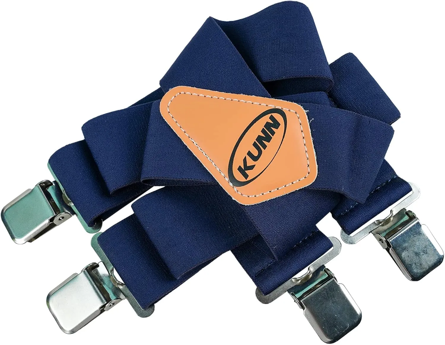 KUNN Mens Suspenders X-Back 2 Inch Wide Elastic Suspender Heavy Duty Clips Work Suspenders