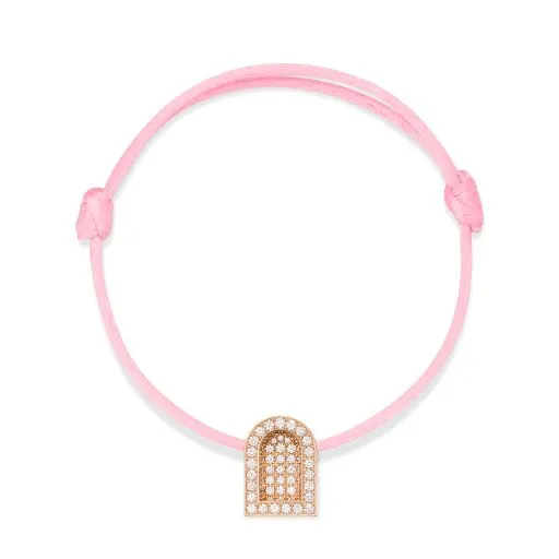 L'Arc Voyage Charm GM, 18k Rose Gold with Colisée Diamonds on Silk Cord