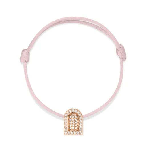 L'Arc Voyage Charm GM, 18k Rose Gold with Colisée Diamonds on Silk Cord