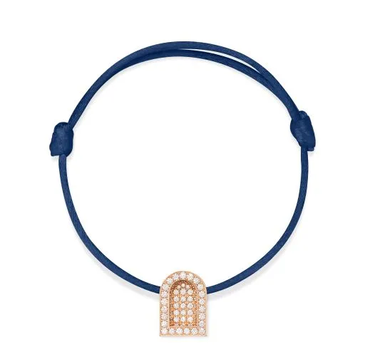 L'Arc Voyage Charm GM, 18k Rose Gold with Colisée Diamonds on Silk Cord
