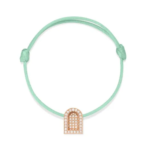 L'Arc Voyage Charm GM, 18k Rose Gold with Colisée Diamonds on Silk Cord