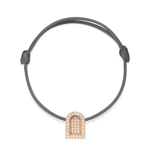L'Arc Voyage Charm GM, 18k Rose Gold with Colisée Diamonds on Silk Cord