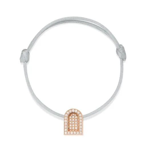 L'Arc Voyage Charm GM, 18k Rose Gold with Colisée Diamonds on Silk Cord