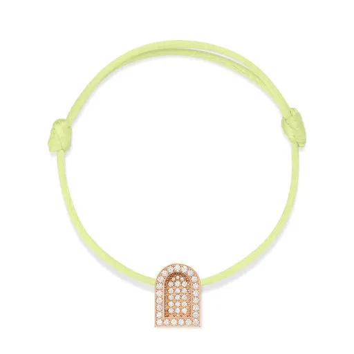 L'Arc Voyage Charm GM, 18k Rose Gold with Colisée Diamonds on Silk Cord