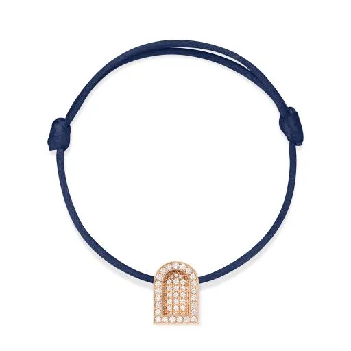 L'Arc Voyage Charm GM, 18k Rose Gold with Colisée Diamonds on Silk Cord