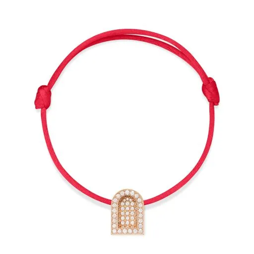 L'Arc Voyage Charm GM, 18k Rose Gold with Colisée Diamonds on Silk Cord