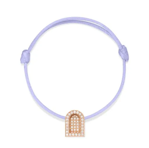 L'Arc Voyage Charm GM, 18k Rose Gold with Colisée Diamonds on Silk Cord