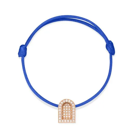 L'Arc Voyage Charm GM, 18k Rose Gold with Colisée Diamonds on Silk Cord
