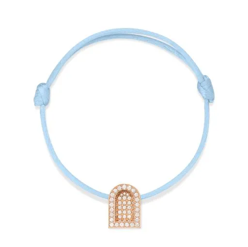 L'Arc Voyage Charm GM, 18k Rose Gold with Colisée Diamonds on Silk Cord