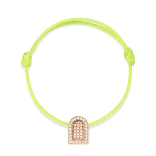 L'Arc Voyage Charm GM, 18k Rose Gold with Colisée Diamonds on Silk Cord