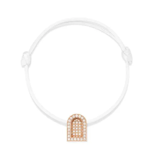 L'Arc Voyage Charm GM, 18k Rose Gold with Colisée Diamonds on Silk Cord