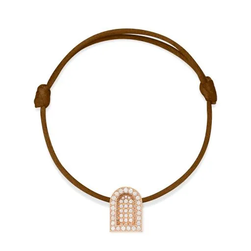 L'Arc Voyage Charm GM, 18k Rose Gold with Colisée Diamonds on Silk Cord
