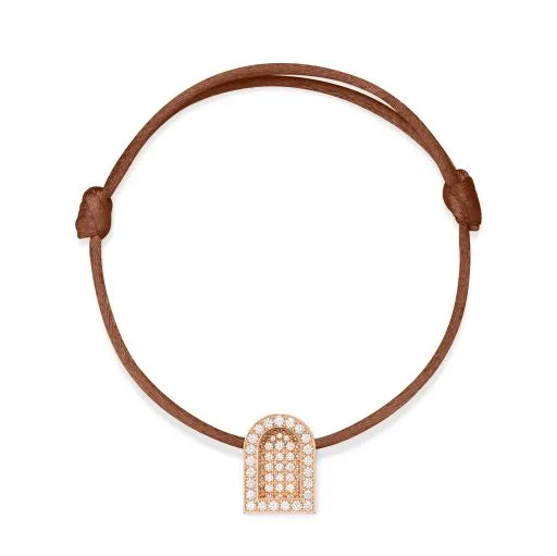 L'Arc Voyage Charm GM, 18k Rose Gold with Colisée Diamonds on Silk Cord