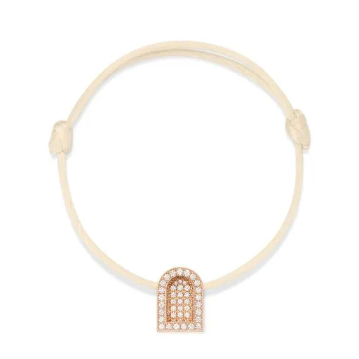 L'Arc Voyage Charm GM, 18k Rose Gold with Colisée Diamonds on Silk Cord