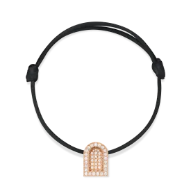 L'Arc Voyage Charm GM, 18k Rose Gold with Colisée Diamonds on Silk Cord