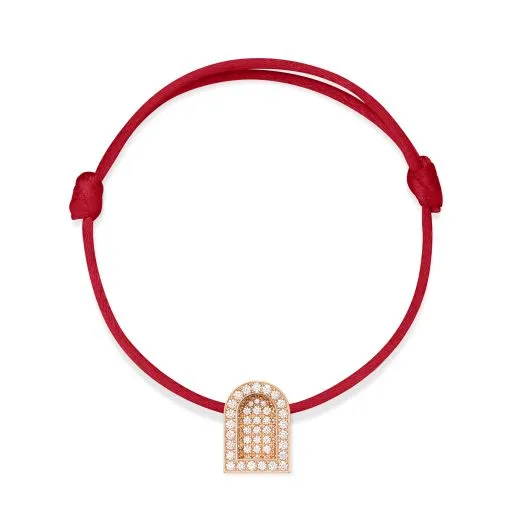 L'Arc Voyage Charm GM, 18k Rose Gold with Colisée Diamonds on Silk Cord