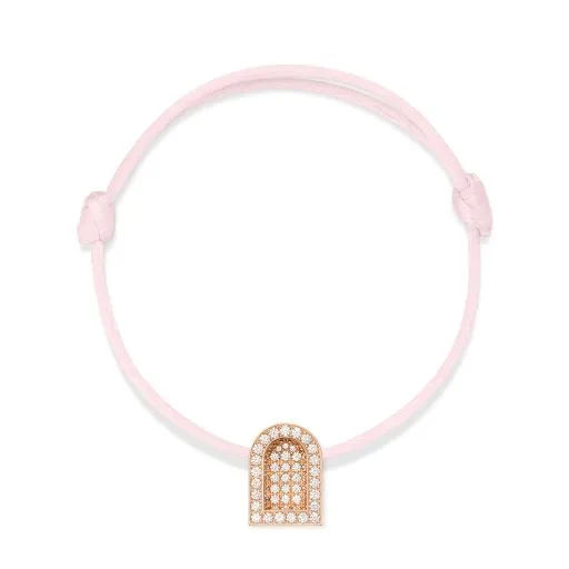 L'Arc Voyage Charm GM, 18k Rose Gold with Colisée Diamonds on Silk Cord