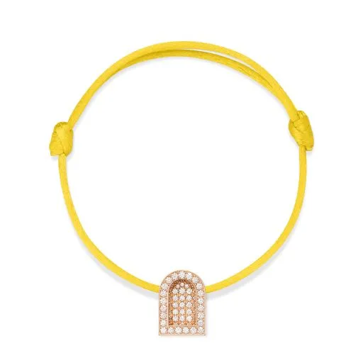 L'Arc Voyage Charm GM, 18k Rose Gold with Colisée Diamonds on Silk Cord