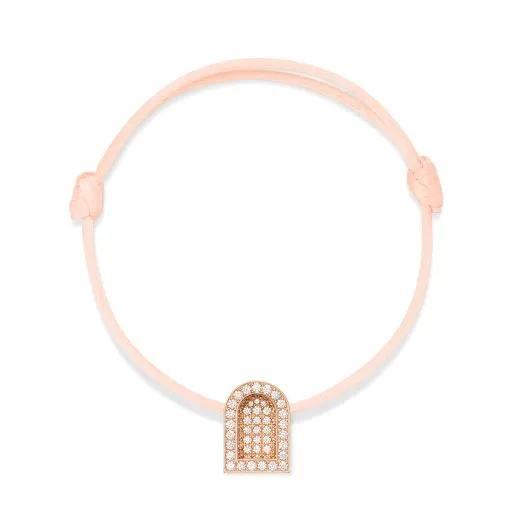 L'Arc Voyage Charm GM, 18k Rose Gold with Colisée Diamonds on Silk Cord