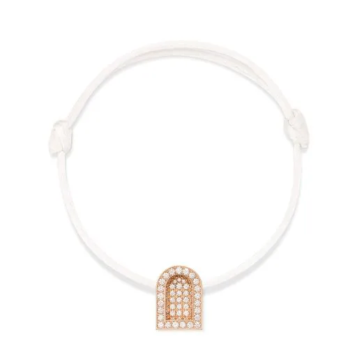 L'Arc Voyage Charm GM, 18k Rose Gold with Colisée Diamonds on Silk Cord
