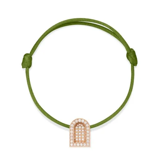 L'Arc Voyage Charm GM, 18k Rose Gold with Colisée Diamonds on Silk Cord