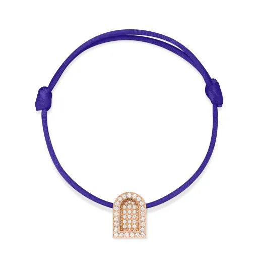 L'Arc Voyage Charm GM, 18k Rose Gold with Colisée Diamonds on Silk Cord