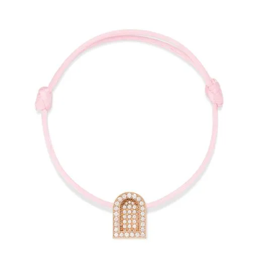 L'Arc Voyage Charm GM, 18k Rose Gold with Colisée Diamonds on Silk Cord