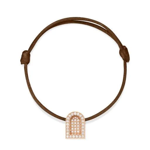 L'Arc Voyage Charm GM, 18k Rose Gold with Colisée Diamonds on Silk Cord