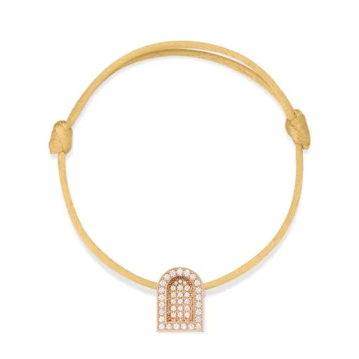L'Arc Voyage Charm GM, 18k Rose Gold with Colisée Diamonds on Silk Cord