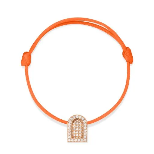 L'Arc Voyage Charm GM, 18k Rose Gold with Colisée Diamonds on Silk Cord