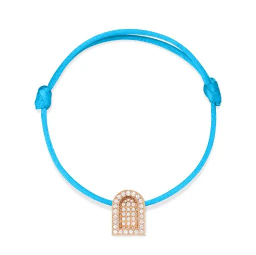 L'Arc Voyage Charm GM, 18k Rose Gold with Colisée Diamonds on Silk Cord