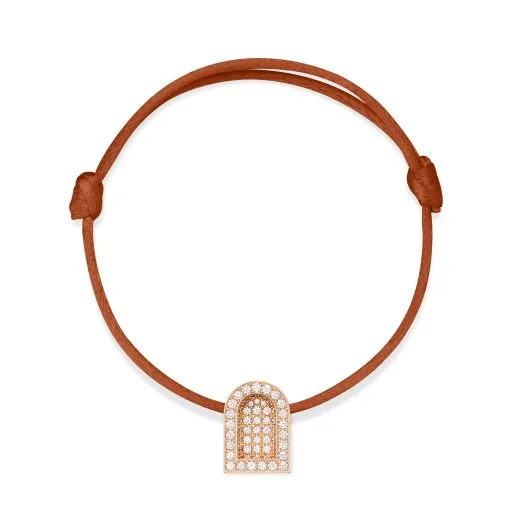 L'Arc Voyage Charm GM, 18k Rose Gold with Colisée Diamonds on Silk Cord