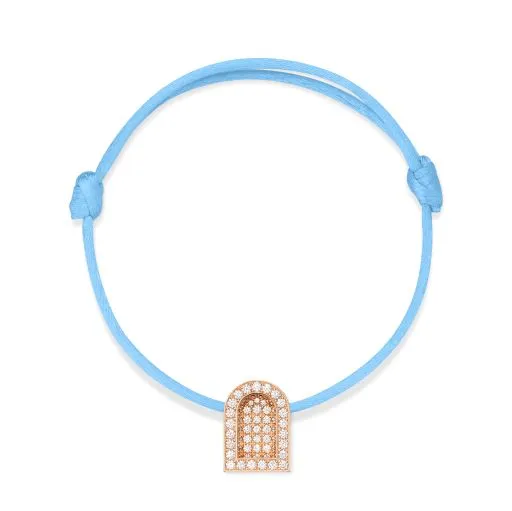 L'Arc Voyage Charm GM, 18k Rose Gold with Colisée Diamonds on Silk Cord